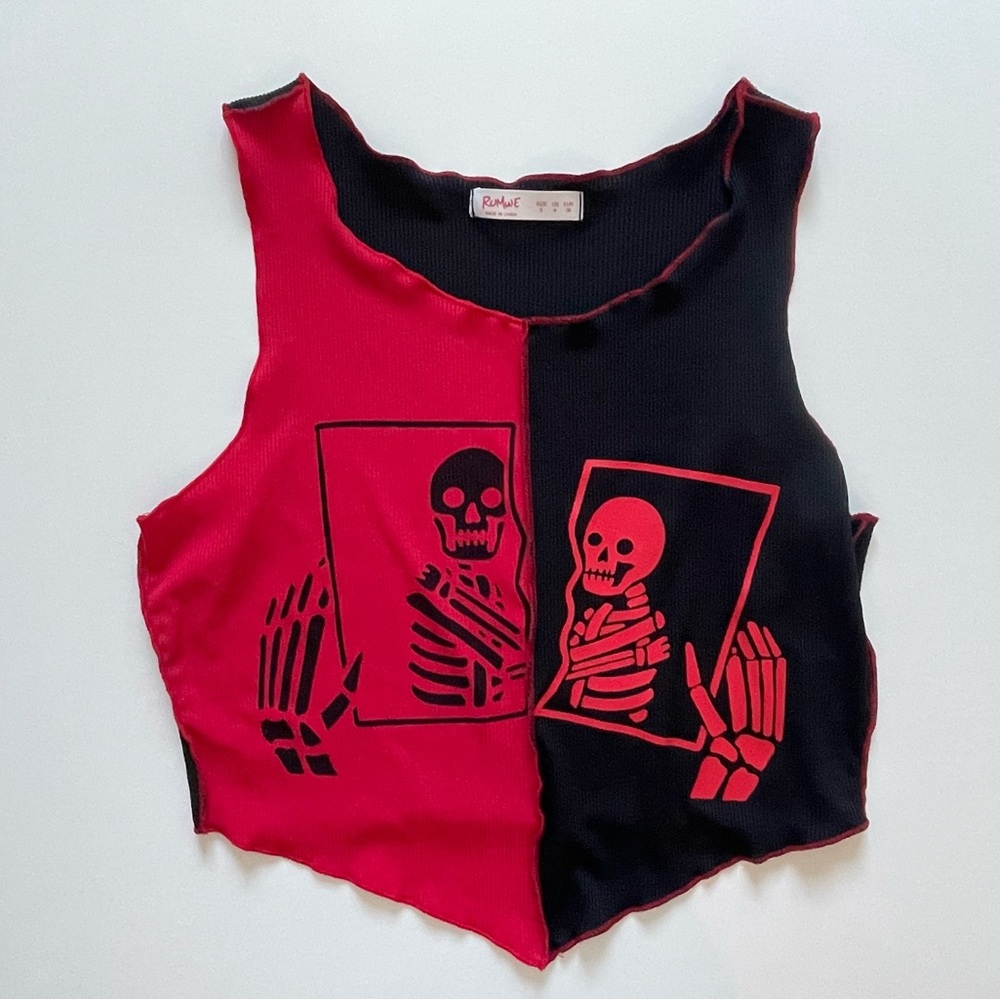 Romwe red-black cropped tank top